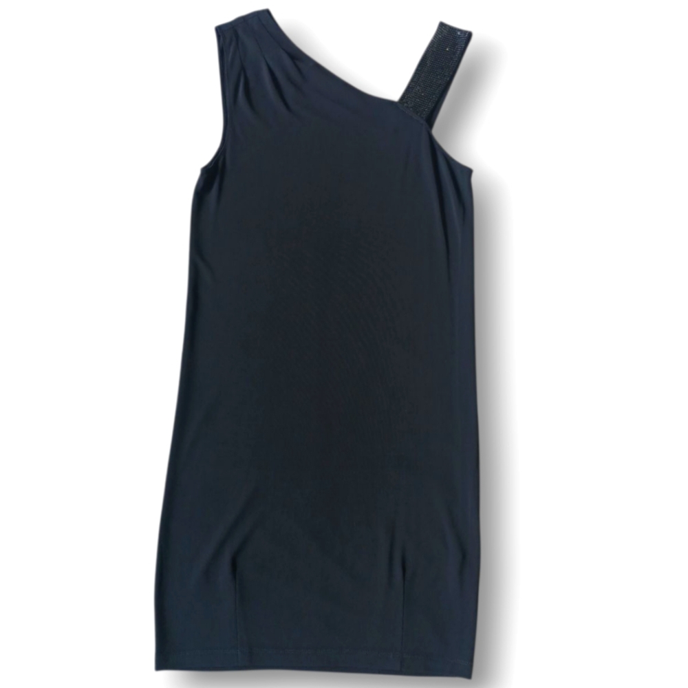 Alice + Olivia Asymmetrical Neck Sleeveless Black Dress Size M